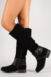 Suede Strappy Buckle Knee High Riding Boot