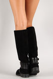 Suede Strappy Buckle Knee High Riding Boot