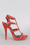 Wild Diva Lounge Snake Studded Cage Open Toe Heel