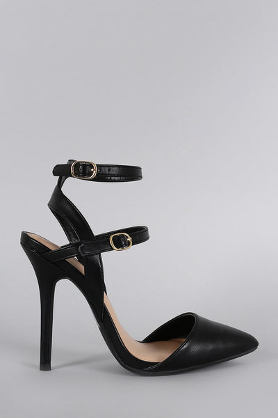 Wild Diva Lounge Double Ankle Strap Pointy Toe Pump