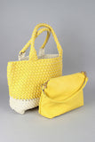 Woven Two-Tone Tote Bag