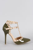 Wild Diva Lounge Studded Straps Pointy Toe Pump