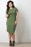Plus Size Chain Necklace Asymmetrical Tee Dress