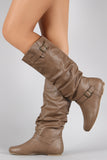 Wild Diva Lounge Cell Phone Pocket Slouchy Knee High Flat Boot