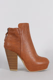 Wild Diva Lounge Criss-Cross Stitching Platform Chunky Heeled Booties