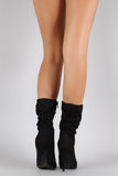 Anne Michelle Suede Slouchy Pointy Toe Mid Calf Boots