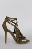 Wild Diva Lounge Southwestern Fringe Open Toe Heel