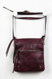 Triple Zip Vegan Leather Crossbody Bag