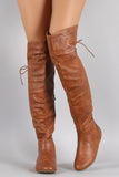 Back Lace Up Round Toe Over-The-Knee Boots