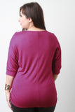 Zipper Quarter Sleeves Ruched Top