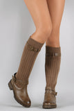 Sweater Shaft Buckled Riding Knee High Boots