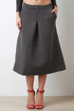 Striped Scuba A-Line Midi Skirt
