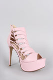 Anne Michelle Strappy Peep Toe Stiletto Platform Heel