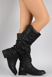 Wild Diva Lounge Slouchy Round Toe Riding Knee High Boots