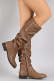 Wild Diva Lounge Slouchy Round Toe Riding Knee High Boots