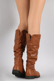 Wild Diva Lounge Slouchy Round Toe Riding Knee High Boots