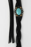 Turquoise Cameo Braided Fringe Belt